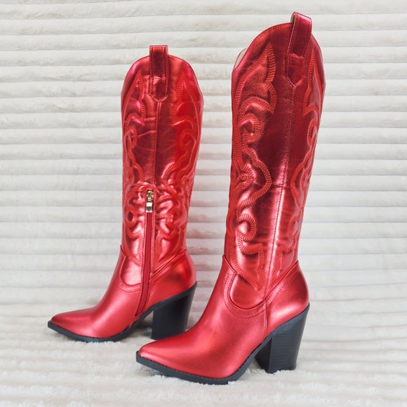 Berness Metallic Red Western Boots - Picture 11 of 16